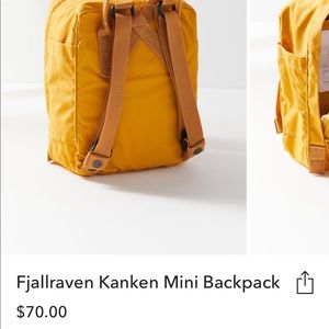 Fjallraven mini backpack yellow